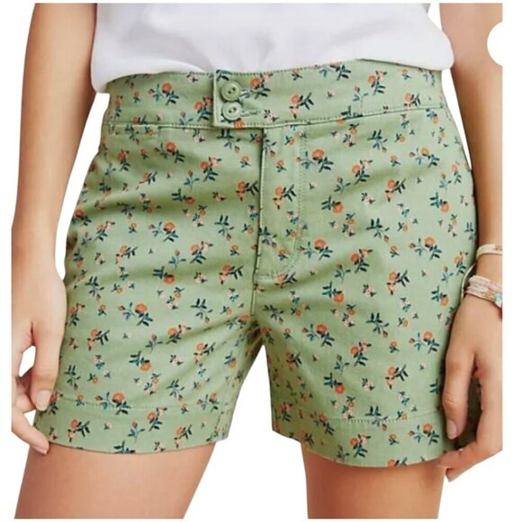 Sanctuary Pants - SANCTUARY Anthropologie Odyssey Green Pink Spring Floral Twill Shorts Size 26